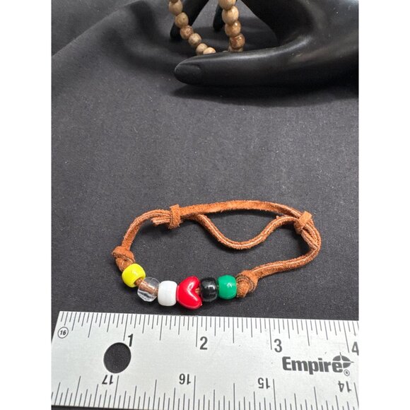 Assorted Lot 4 Beaded Bracelets Set Incuding Tiger Eye Wrap & Adjustable Leather - Picture 2 of 5